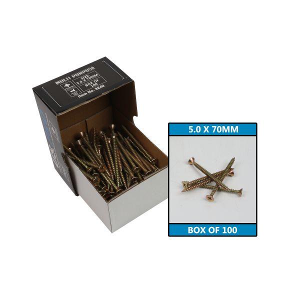 [BER9240] US PRO 5x70mm CSK Pozi Multi Purpose Screws Pack 100
