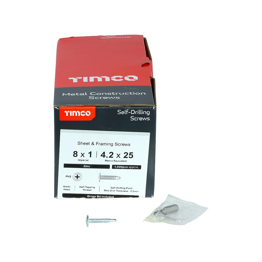 [SD-WAF4225] Timco Metal Construction Sheet & Framing Screws - PH - Wafer - Self-Drilling - Zinc
4.2 x 25