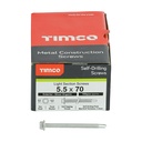 Timco Metal Construction Light Section Screws - Hex - Self-Drilling - Exterior - Silver Organic 5.5 x 70