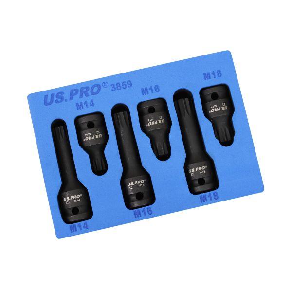 US PRO 6pc 1/2" Drive Impact Spline Bit Sockets Shallow & Deep