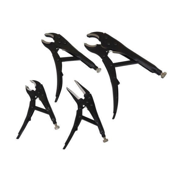 US PRO 4pc Locking Pliers Set - 3 Curved 1 Straight Jaw