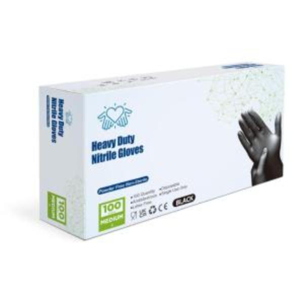 [CT48205M] Neilsen Black Nitrile Gloves Medium - 48205M - Box 100