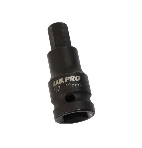 US PRO M10 x 55mm Impact Hex Bit Socket - 10 Pack