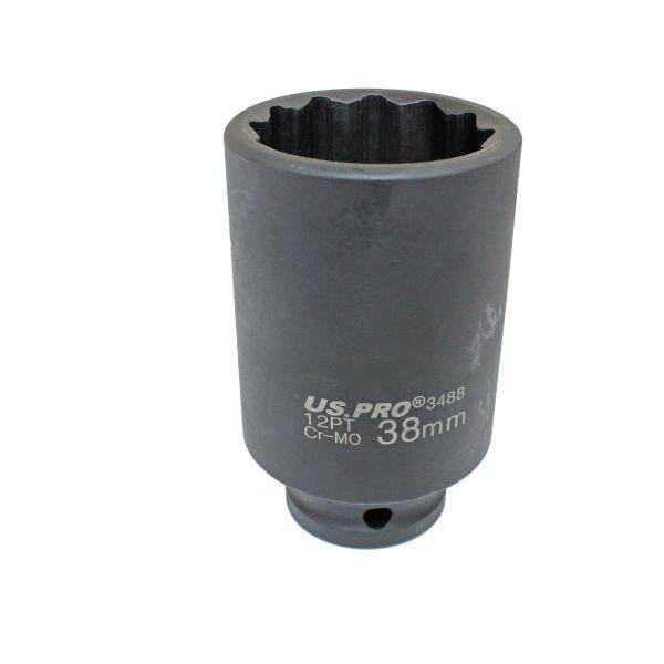 US PRO 38mm Hub Nut Socket 12 Point 1/2" Drive