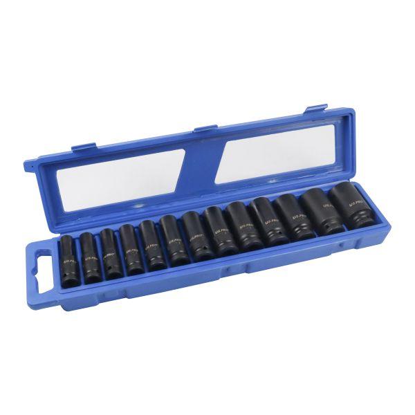 US PRO 13pc 1/2"Drive 6PT Deep Impact Sockets SAE