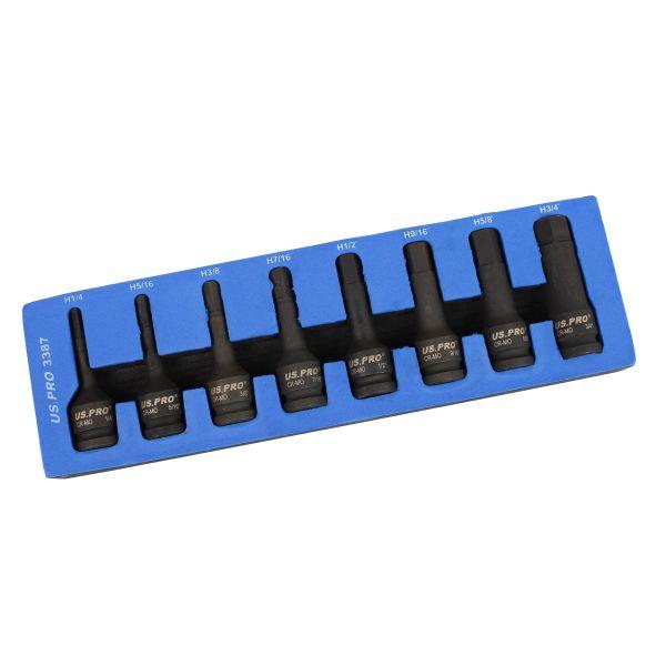 [BER3387] US PRO 8pc 1/2"DR Impact SAE Hex Bit Sockets
