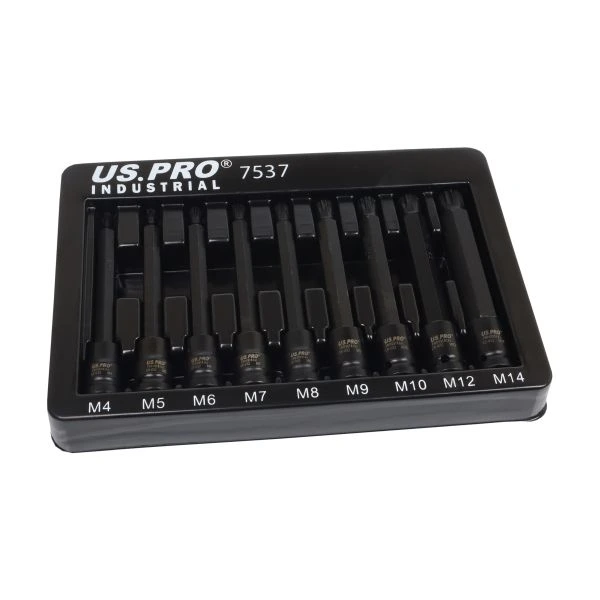 [BER7537] US PRO 9pc 3/8" Drive Extra Long Impact Spline Bit Socket Set