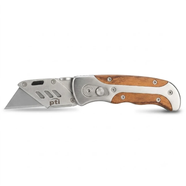 PTI Wooden/Steel Folding Utility Knife