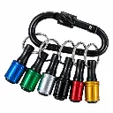 PTI 6pc 1/4" Hex Shank Screwdriver Bit Holders With Locking Carabiner