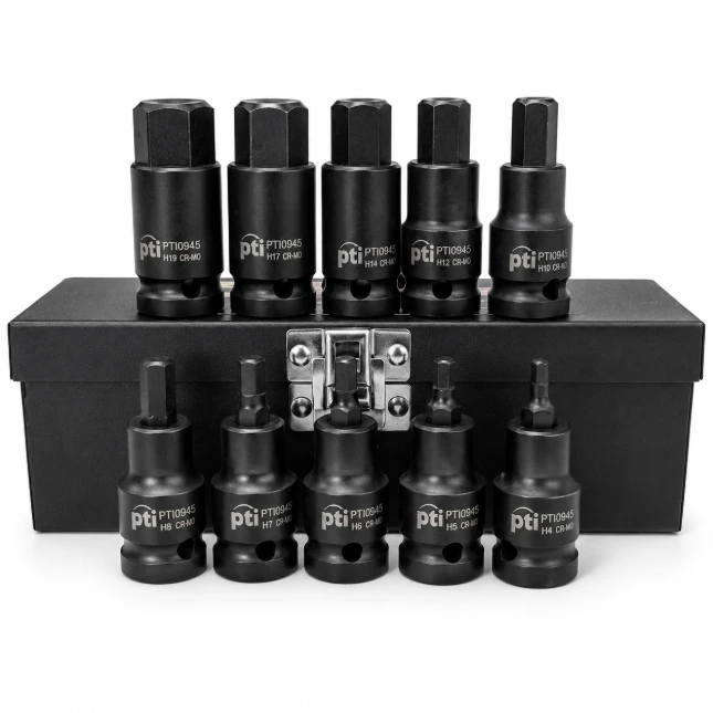[PTI0945] PTI 10pc 1/2" Impact Hex Bit Socket Set