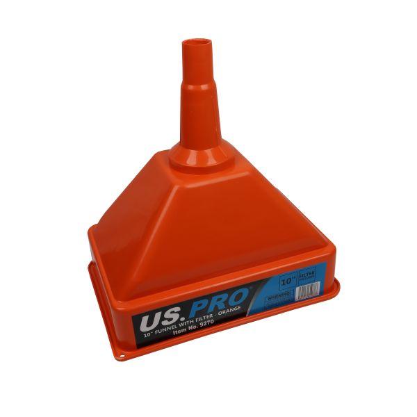 [BER9270] US PRO 10" Orange Heavy Duty Plastic Funnel With Filter