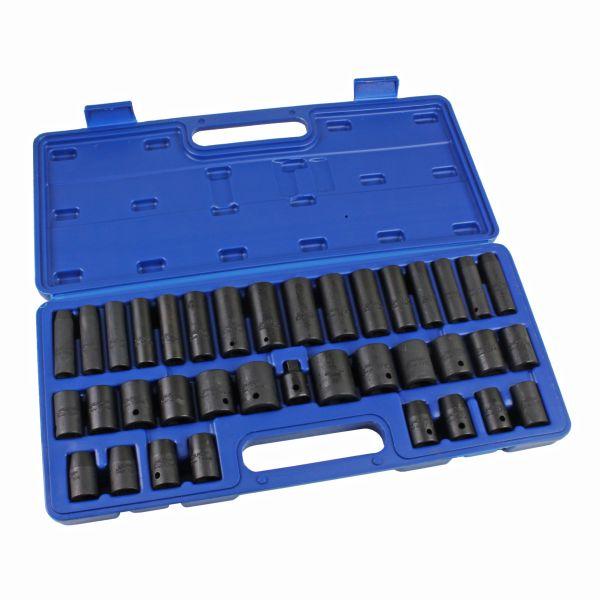 US PRO 37PC 3/8" & 1/2" DR Shallow & Deep Impact Sockets Metric/SAE
