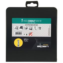 [A001002191] Alpen 19pc HSS Cobalt Jobber Drill Set 1.00mm - 10.00mm x 0.5mm increments