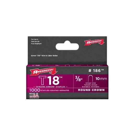 [ARRA186] Arrow T18 3/8" -10mm Round Crown Staples pk1000