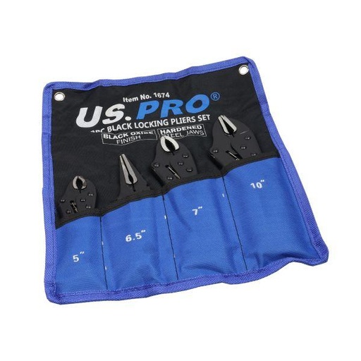 [BER1674] US Pro 4pc Black Locking Pliers Set