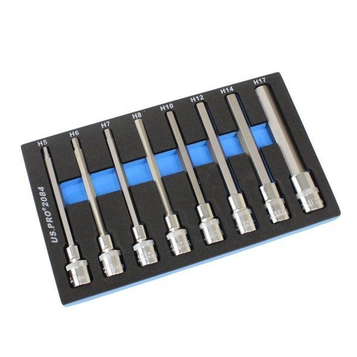 [BER2084] 8PCS 1/2” DR. LONG HEX BIT SOCKET SET