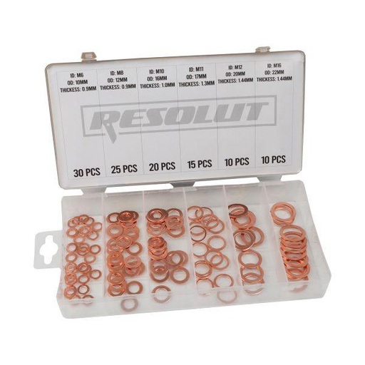 [BER2888] 110PC Resolut Copper Washer Assortment Box