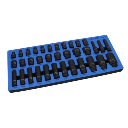 [BER3508] US PRO 35pc 1/2" Drive Deep & Shallow Impact Socket Set 8-32mm 6pt Hex