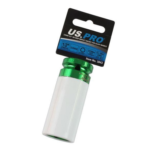 [BER3843] US PRO 22mm 1/2 Dr Deep Impact Socket Alloy Wheels