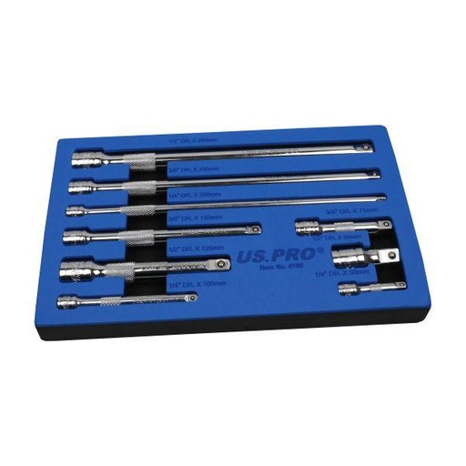 [BER4190] US PRO 9pc 1/4", 3/8", 1/2" Drive Extension Bar Set