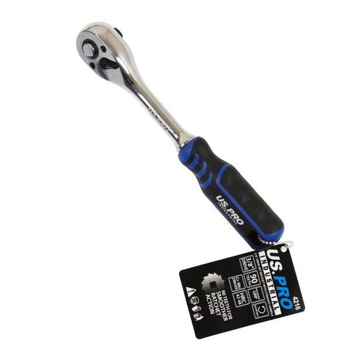 [BER4216] 3/8" DRIVE 90T RATCHET STRAIGHT HANDLE WITH GRIP