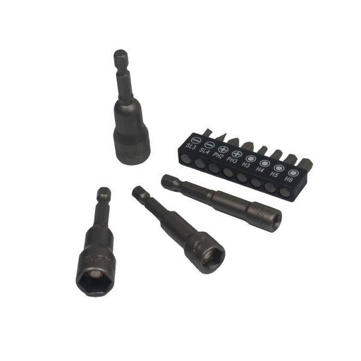 [BER7169] 15PC 1/4" HEX DR MAGNETIC IMPACT NUT DRIVER & BIT SET METRIC