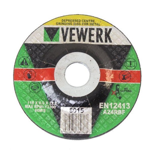 [BER8015] Vewerk 115mm x 6.0mm Grinding Discs DP Centre Bx5