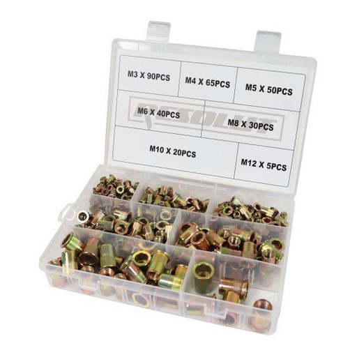 [BER9200] 300PC ASSORTED BLIND THREADED STEEL RIVET M3 - M12
