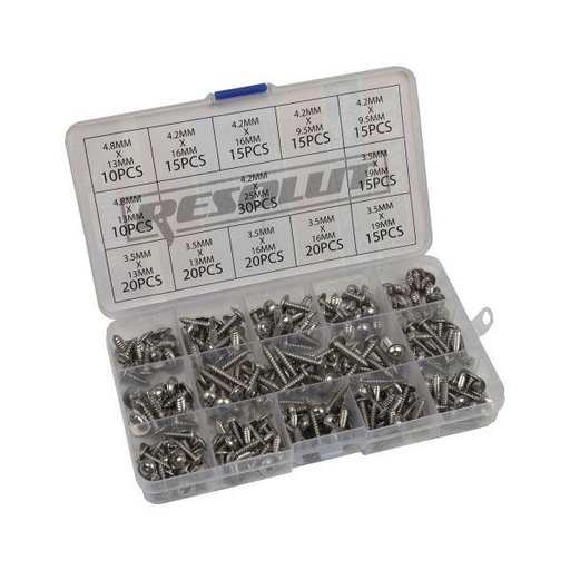 [BER9233] 220PC ASSTD POZI FLANGED HEAD SELF TAPPING SCRW A2