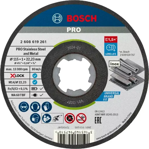 [BOS2608619266] BOSCH 115MM THIN X-LOCK DISC TIN 10