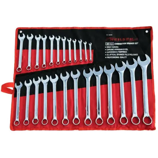 [CT0441] Neilsen Combination Spanner Set - 25pc 6-32mm Silver Finish