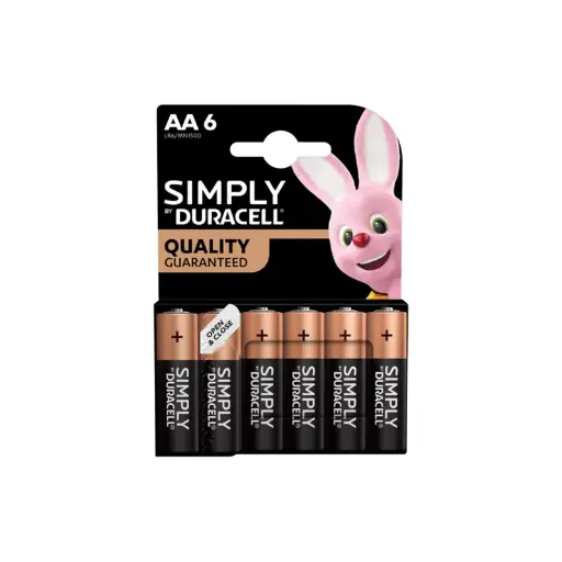 [DURAAPK6] Duracell Simply AA Batteries MN1500 6 Per Card