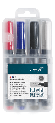 [PICA520-04] Pica Classic Bullet Point-Pen 4pk Colours Red Blue Black White