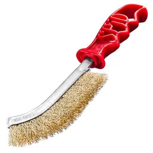 [PJW-0010-1] SIT Brass Plated Steel Brush, Red Plastic Handle