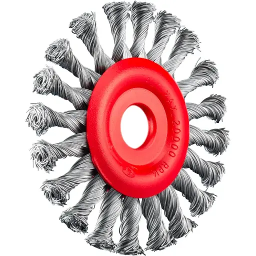 [PJW-0501] SIT 115mm x 12mm  x 22.2mm bore Steel Twist Knot Wheel Brush