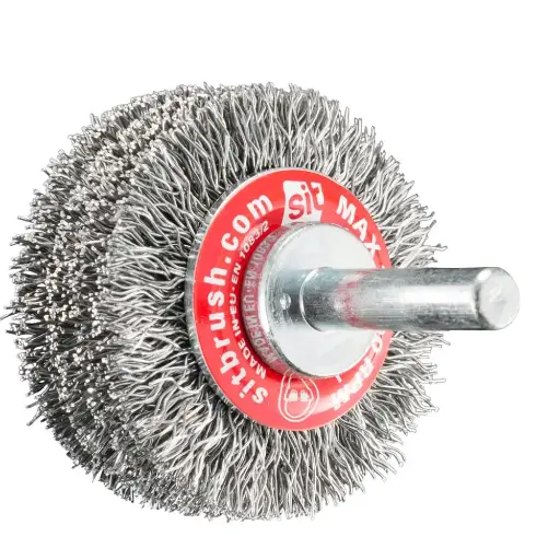 [PJW-0855] SIT 50mm x 9mm x 6mm Shaft Steel Crimped Wheel Brush GG52