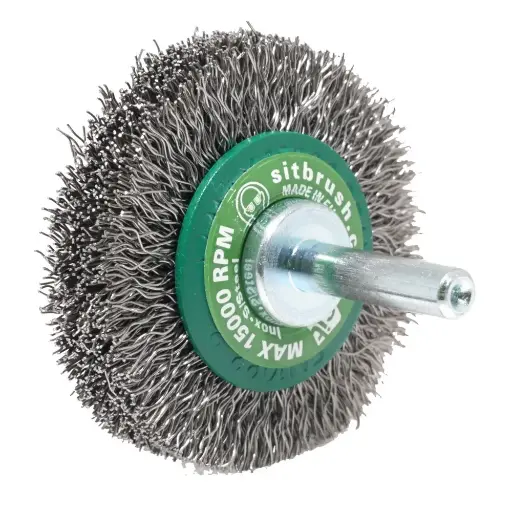 [PJW-0968] SIT 50mm x 12mm x 6mm Shaft Steel Crimped Wheel Brush GG53