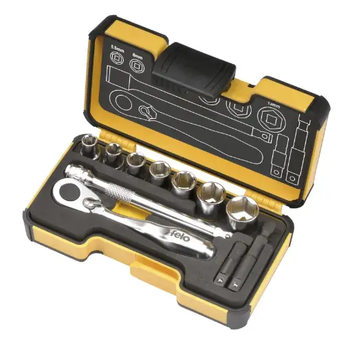 [PJW-F057-711-06] Felo 05771106 XS 11 pc Socket Set 1/4 drive in plastic Case
