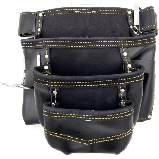 [PTI0165BLK] PTI Premium Black Leather Tool Pouch Including Belt