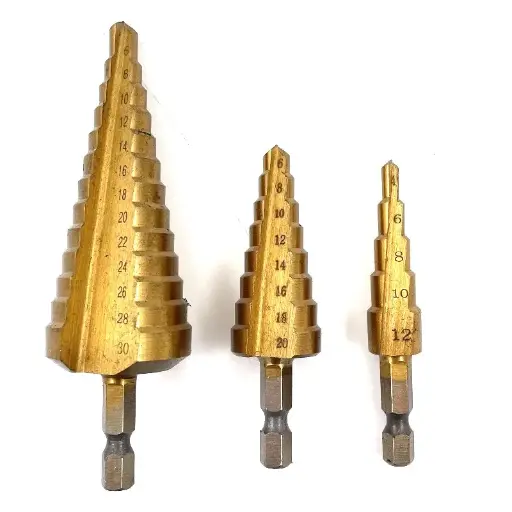 [PTI0287] PTI 3pc HSS Step Drill Set with 1/4" Hex Shank