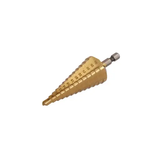 [PTI0368] PTI 6-30mm HSS Tin Coated Step Drill 1/4" Hex