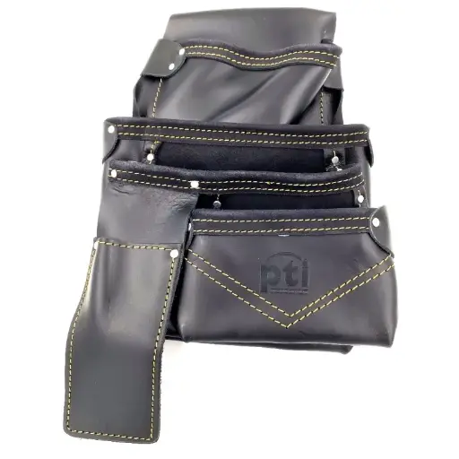 [PTI0628BLK] PTI Premium Black Leather Single Framers Tool Pouch