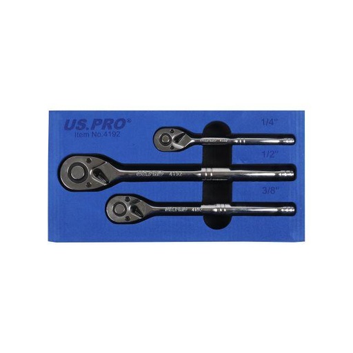 [BER4192] US PRO 3pc Ratchet Handle Set 1/4", 3/8", 1/2"