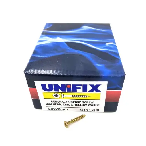 [WTUNIOJ491974] UNIFIX POZI CSK ZYP WOODSCREW 3.00 X 20 BOX 200
