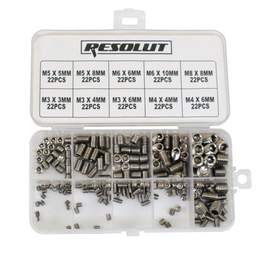 [BER9133] Resolut 220pc Grub Screw Assortment ST/Steel