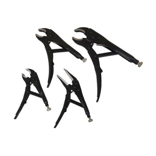 [BER1676] US PRO 4pc Locking Pliers Set - 3 Curved 1 Straight Jaw