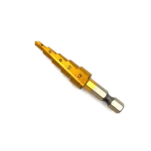 PTI HSS Tin-Coated Step Drill with 1/4" Hex Fitting